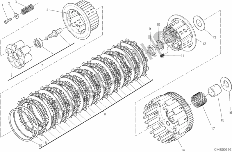 All parts for the Clutch (aptc) of the Ducati Monster 797 Thailand USA 2020